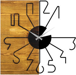 Wallity Decorative Wooden Wall Clock Walnut Black Wooden Clock 29 (539TNL1129)
