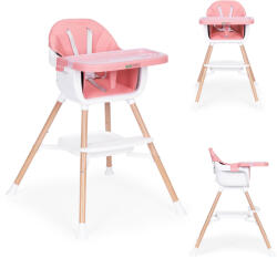 ECOTOYS Etetőszék, ECOTOYS HC508, rózsaszín, 2 az 1-ben magasságállítás, levehető tálcával, fém lábak, 5 pontos biztonsági öv, teherbírás: 20 kg (TF3801)