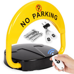 MULTISTORE Lehajtható parkolásgátló, Multistore DNPL-002, 40 cm, sárga/fekete, távirányítós, riasztós, IP67 vízálló, 2 tonnáig terhelhető, akkumulátoros, lehajtva 9 cm magas, 2 kulccsal, 3 rögzítő dübellel (TF50