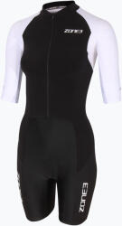 ZONE3 Combinezon de triatlon pentru femei ZONE3 Lava Long Distance Full Zip SS Aero Suit black/white/green