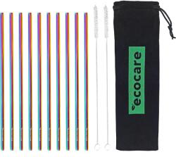 Ecocare Fém szívószál készlet Rainbow 10 db