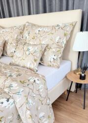 Czinger HOME Magnolia szatén ágyneműhuzat - időtlen virágos elegancia 3 részes: 2 db Nagypárna+Dupla Paplan