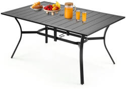 VEVOR Kerti asztal 1500x960x725 mm téglalap alakú kerti étkezőasztal vízálló napernyő nyílással 68 kg teherbírás fekete