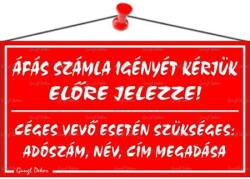  Információs tábla, 22, 5x12, 5 cm, ÁFÁS számla igényét kérjük előre jelezze! , piros (000 - 090P) - wondex