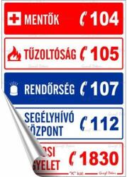  Információs matrica, 11, 6x16, 6 cm, Segélyhívószámok (650 - 7) - wondex