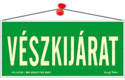  Információs tábla, 25x11, 5 cm, fluoreszkáló, utánvilágítós, Vészkijárat (300 - 10) - wondex