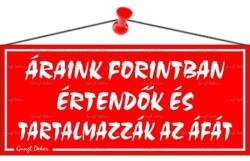  Információs tábla, 22, 5x12, 5 cm, Áraink forintban értendők és tartalmazzák az áfát, piros (000 - 100P)