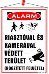  Információs tábla, 35x25 cm, Riasztóval és kamerával védett terület (024 - 3) - wondex