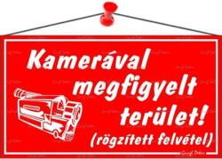  Információs tábla, 22, 5x12, 5 cm, Kamerával megfigyelt terület, piros (000 - 210 P)