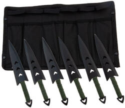 Depox Set sase cutite de aruncat DEPOX®, Army Fury, otel inoxidabil, 16.5 cm, negru (1669)