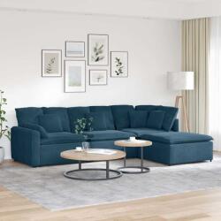 vidaXL Canapea modulara cu taburet si perne, catifea, albastru GartenMobel Dekor (3321188) Canapea