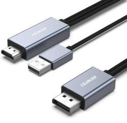 BENFEI egyirányú HDMI-DisplayPort kábel, 1, 8 m, 4K 60Hz / 2K 144Hz / 1080P 165Hz, szürke (161102)
