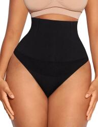 FeelinGirl Chilot Modelator Tanga FeelinGirl pentru Femei , Control Abdomen, Talie Inalta, Fara Cusaturi, Efect Lifting, Negru, Marime XS S