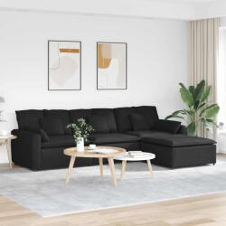 vidaXL Canapea modulara cu taburet si perne, negru GartenMobel Dekor (3321059) Canapea