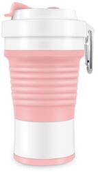 Flippy összecsukható szilikon csésze utazáshoz, kempingezéshez, 750 ml, szívószállal együtt, 11, 6 x 19, 3 cm, rózsaszín (125088)