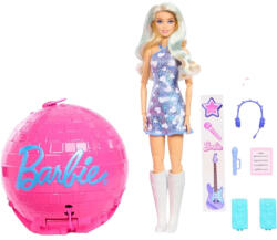 Mattel Barbie Team Roll & Reveal popsztár énekes baba diszkógömbben (JMK19) - jatekbirodalom