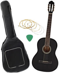 DEPOX Chitara clasica 96 cm, Black Raven, lemn, model clasic, negru, husa, corzi si pana incluse (1777)
