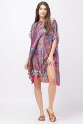 SHOPIKA Rochie de plaja tip poncho din matase cu imprimeu paisley pe fond fucsia Talie unica