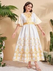 Shein Fehér Szatén Maxi Ruha Rövid Ujjú Dekoratív Mintás Print Shein 164