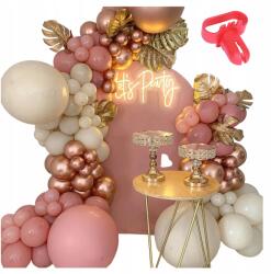 Balonowy Świat Lufi Girland Rose Gold Rózsaszín Születésnap Évforduló Keresztelő Baba Shower Esküvő