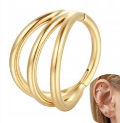  Titán Clicker Tripla Karika piercing 1.2x10 Arany Helix Conch Fülbevaló (KL-036-1210-G)