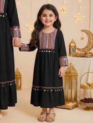 Shein Fekete Hosszú Ujjú Maxi Ruha Dekoratív Flitteres Kerek Nyakkivágással Shein 158
