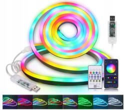ledrgb Neon Led Szalag 5M Rgb Bluetooth Alkalmazás Távirányító Vízálló Bluetooth Szalag (NEON RGBIC 5m Efekt tęczy Pilot aplikacja USB)