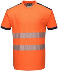 Portwest hi-vis pw3 t181 / Функционална светлоотразителна тениска - hv оранжево/тъмносиньо 5xl (t181onr5xl)