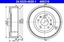 ATE Tambur frana ATE 24.0225-4020.1 (24.0225-4020.1) - fixbox