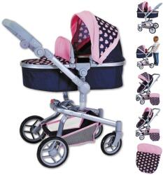 Knorrtoys Carucior landou pentru papusi, Knorr Toys, Boonk, reglabil si transformabil, 59 x 42 x 80 cm, 3 Ani+, Pink Hearts (KNR 90941)