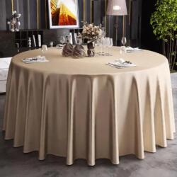 Kotonia Home Fata de masa Kotonia Home - rotunda cu diametrul 240 cm, Damasc Saten DeLux, 100% bumbac, beige (004508) Fata de masa