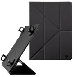 Tactical stealth tok álló, bőr hatású (flip, oldalra nyíló, trifold, asztali tartó, univerzális, 9-11" méret) fekete (57983122827)