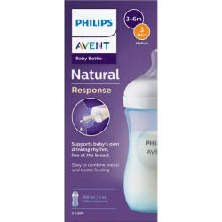 Philips Avent Natural Response cumisüveg 3 hónapos kortól 260 ml /kék - 1 db - SCY903/21 (SCY903-21)
