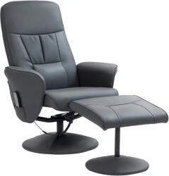 HOMCOM Fotoliu de masaj cu scaun, Scaun ergonomic cu 10 puncte de vibrații, Piele artificială, 76 x 81 x 105 cm, Gri închis | Aosom Romania (700-113V91CG)