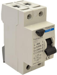 TRACON Áram-védőkapcsoló, 2 pólusú 25A, 100mA, 6kA, AC TFV2-25100 Tracon (TFV2-25100)
