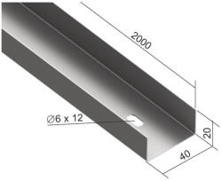 KOPOS Kábeltálca 20x40 Sendzimir, NKZN 20X40 S Kopos (2 fm/szál) (NKZN 20X40_S)