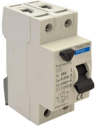 TRACON Áram-védőkapcsoló, 2 pólusú 25A, 30mA, 6kA TFG2-25030 Tracon (TFG2-25030)