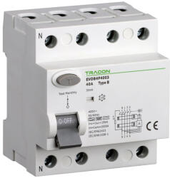 TRACON Áram-védőkapcsoló, 4 pólusú 40A, 30mA, 10kA EVOB4P4003 B Tracon (EVOB4P4003)
