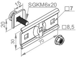 BAKS 900500 USSW rácsos kábeltálca összekötő 70x 30 mm, villamos kábelek nyomvonalvezetéséhez (900500)