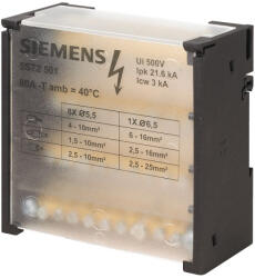 Siemens 5ST2501 elosztóblokk 4P 80A, 1x2, 5-16mm2 + 8x1, 5-10mm2 (5ST2501)