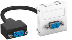 OBO modul 45 VGA csatlakozó aljz. kábellel hüvely-hüvely 45x45mm, hófehér 6104658 (6104658)