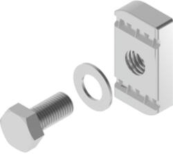BAKS 650451 SRM8×25 Csavargarnitúra (hatlapfejű csavar M8x25 + alátét + csúszóanya 20x 35 mm), villamos szerelési feladatokhoz (650451)