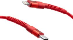 mobilNET cablu împletit Type-C la Lightning 20W 1 m 3A, roșu