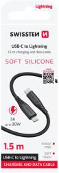 SWISSTEN Cablu de date Swissten USB-C/Lightning 60W 1, 5m negru siliconic