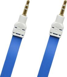 mobilNET Cablu AUX 2x3, 5mm Jack 3m albastru plat (ambalaj eco)