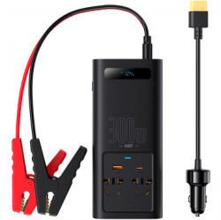 Baseus Инвертор за кола Baseus 300W 12V-220V, 2 x AC, USB-A, 12V, Черен (CGNB010101)