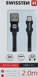 SWISSTEN Cablu de date Swissten USB-C Încărcare Rapidă 3A 2m - Împletit Negru