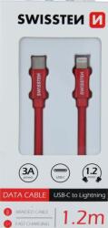 SWISSTEN Cablu de date Swissten USB-C/Lightning 1, 2 m roșu împletit