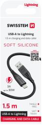 SWISSTEN Cablu de date Swissten USB/Lightning 30W 1, 5m negru siliconic
