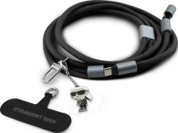 Karl Lagerfeld Ikonik breloc integrat cu cablu de încărcare USB-C/USB-C negru
